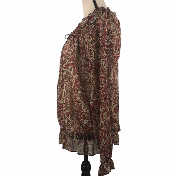 Sushi Flowers Paisley Print Sheer Blouse Large - Picture 3 of 7